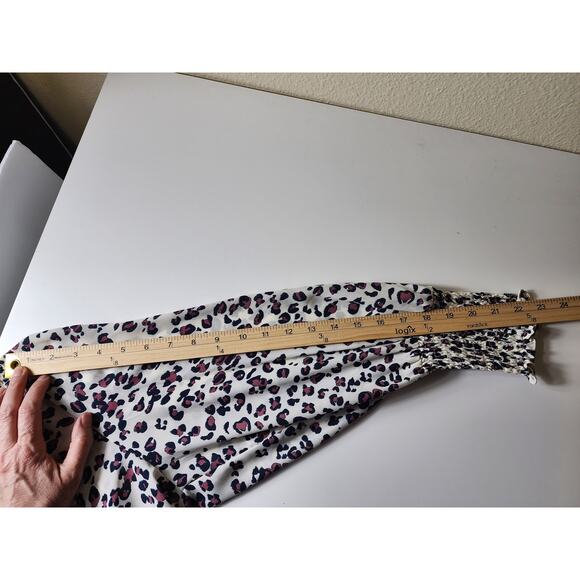 ZAC & RACHEL Pink Gray Animal Print Bell Sleeve Boho Hippie Top SZ L - Picture 8 of 13